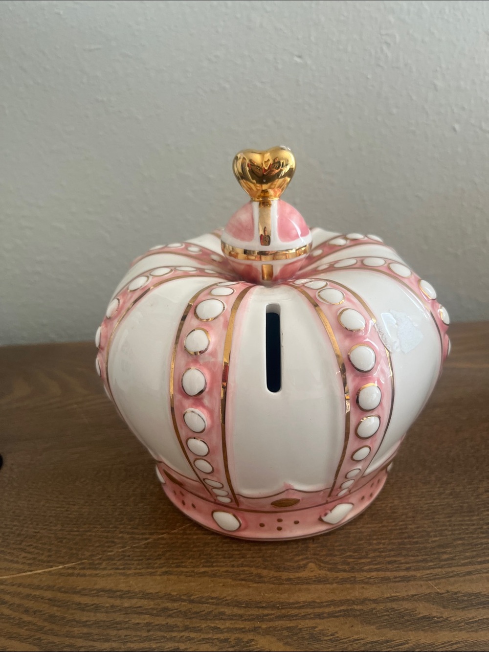 Juicy Couture Vintage Pink and Gold Crown Coin Bank